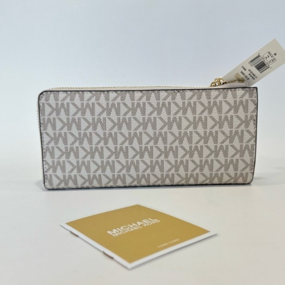 MICHAEL KORS Jet Set Travel Large Logo Quarter-Zip Wallet Vanilla - Picture 3 of 8